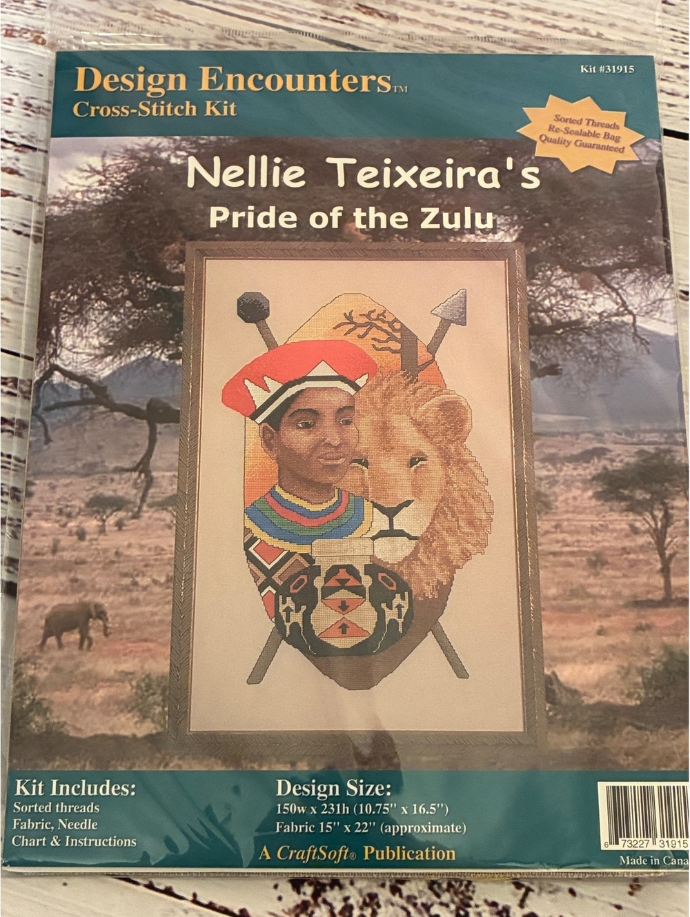 Vintage Design Encounters Nellie Teixeira's Pride of the Zulu Cross Stitch Kit
